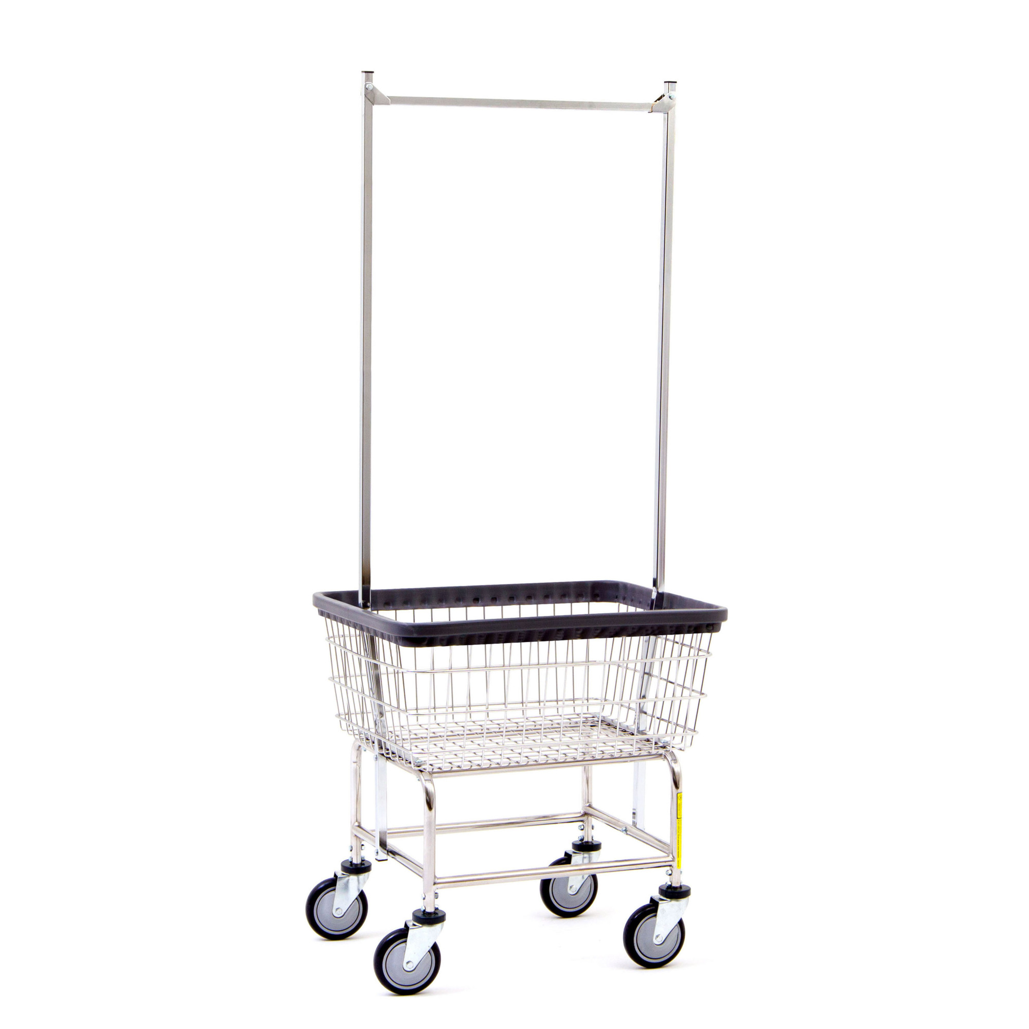 R&B Wire Products, Inc., Wire Laundry Cart with Double Pole Rack, Chrome, Total Capacity 75 lb, Material Alloy Steel, Model# 100CEC58C